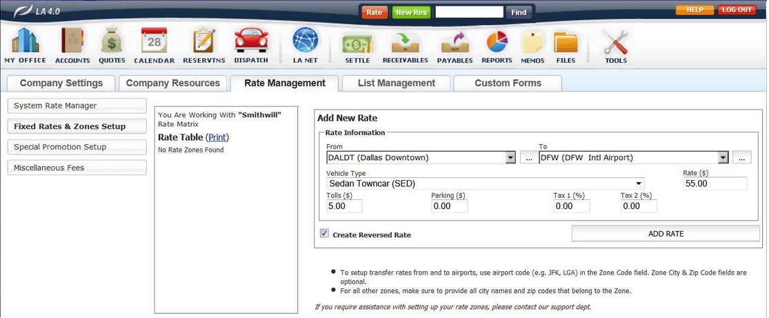 How-to Set Up and Manage a Fixed Rate Matrix – Limo Anywhere Knowledge ...